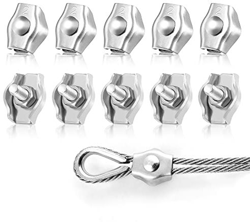 LYCXAMES M2 Drahtseilklemme, 10 Stück 2mm Klemme, Edelstahl 304 Kabelklemme, Drahtseil Stahlseil Wäscheleine Markise Fixiert