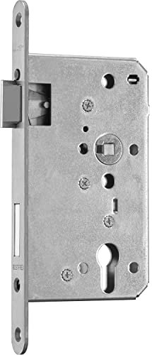 BMH 0450.000055 Einsteckschloss Einstemmschloss PZW Links DM55 Meisterstück, mit Rundstulp 20mm, Edelstahl 0450, Silber