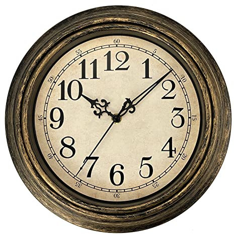 Plumeet Orologio da Parete Retrò, Orologio Silenzioso Classico da 30cm Senza Tick, Adatto per Decorare Soggiorno, Camera da Letto, Ufficio, Alimentazione a Batteria (Numeri arabi)