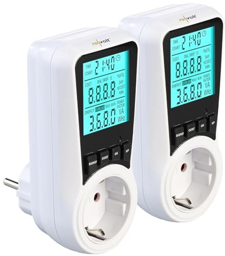 revolt Energiemesser: 2er-Set digitale Energiekostenmesser mit XXL-Display, 2 Tarife (Dual Stromzähler, Multi-Stromzähler, Steckdose)