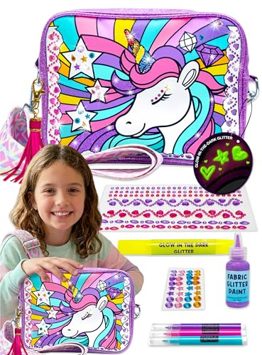 PURPLE LADYBUG Make Your Own Pompom Purse Craft Kit - Creative DIY Gift for Girls Aged 6-12, Perfect for Birthdays, Presents, and Year-Round Fun Activities