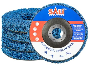 SALI Lot de 5 disques abrasifs CSD de 125 mm pour meuleuse d'angle - Disque de nettoyage grossier - Disque de nettoyage en nylon - Pour enlever la peinture de la rouille, bleu