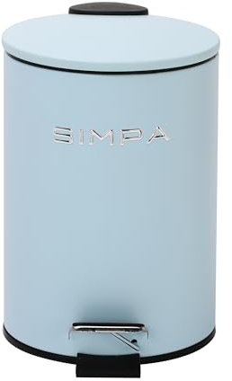 simpa 3L 3 Litre Matt Light Blue Slim Soft-Closing Pedal Dustbin.