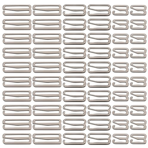 GORGECRAFT 60pz Ganchos de Correa de Sujetador de Metal Clips de Aleación para Traje de Baño Reemplazo de Gancho Deslizante Ajustable Cierre para Lencería Bikini Vestido Halter Costura 24/19/11mm
