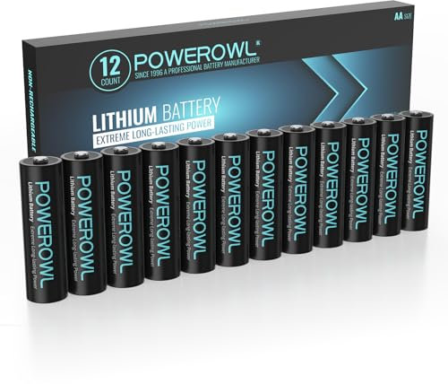 POWEROWL AA Lithium-Batterien, 12 Stück, hohe Kapazität, langlebig, 1,5 V, AA für High-Tech-Geräte (Nicht wiederaufladbar)
