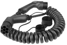 LDY Loady Câble de Charge spiralé Type 2 – 11 KW – 10 m – pour Voiture électrique EV/PHEV – câble Extensible Type 2