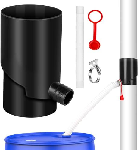 Regenwasser-Sammelfass – UV-beständiges, wetterfestes Regenfass-Umlenkset, Regenwasser-Sammelset | Regenauffangsystem, sammelt Regenwasser aus der Dachrinne, für die Reinigung der Gartenbewässerung