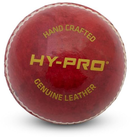 Hy-Pro Cricketball aus Leder, handgenähte Naht, robuster Korkkern, Übung, Netztraining, Harter Ball, tolle Schaltkreis-Geschenkidee, Junior