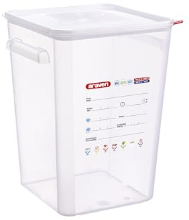 Araven Squared Transparent Container Polypropylene - 22Ltr with Lid 290x290x400