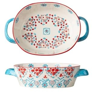 Fuente de cerámica para Hornear Cacerolas de cerámica for Horno, Juegos de Utensilios con Asas, bandejas for lasaña, aptas for microondas y lavavajillas. Fuente de Porcelana para cazuela