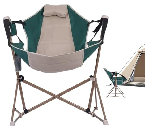 Générique Beach Chair, 140kg Foldable Portable Recliner Chair, Comfortable Outdoor Swing Folding Camping Chair for Fishing, Picnics, Patio, Lawn, Garden, Swimming Pool,