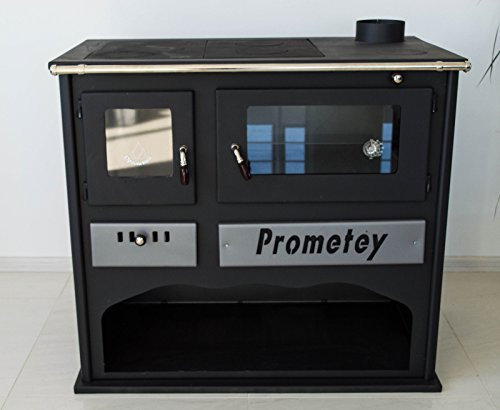 Lux, stufa a legna, con forno da cucina con vetro, Prometey 11 KW, Praktik