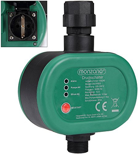 MONZANA® Druckwächter Druckschalter mit Kabel 10 Bar Gartenbewässerung Pumpensteuerung Hauswasserwerk Trockenlaufschutz