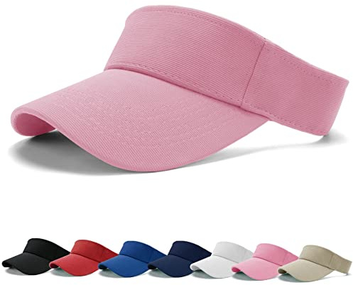 BLURBE Sun Visor Cap - Women Ponytail Baseball Cap, Sport Outdoor Plain Visor Hat, Adjustable Twill Golf Tennis Hats Pink
