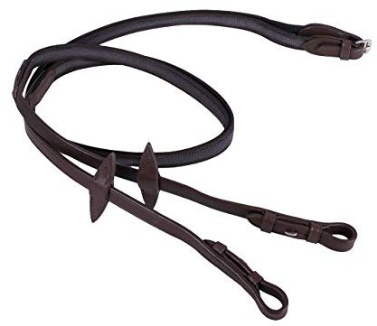 QHP Anti-Rutsch-Zügel gummidurchwebt braun und schwarz (Warmblut, Dunkelbraun)