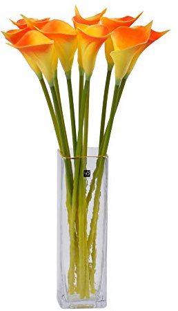 cn-Knight 12 calle artificiali a stelo lungo 50,8 cm, per decorazione della casa, centrotavola, bouquet da sposa fai da te (arancione)