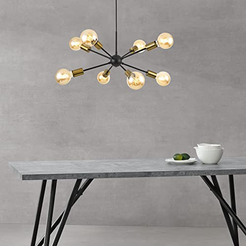 Hänglampa Amiens 8 lampor E27 modern hänglampa svart/mässingsfärger