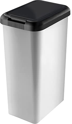 Tontarelli 45L Moda Swing & Lift Silver Bin - Metal Effect - 2 in 1 Unique Lid