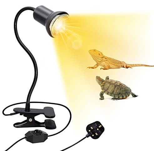 Crzpchas Reptile Heat Lamp, Basking Light with 360° Rotating Heating Light, 40cm Gooseneck, E27 Lamp Holder, Turtle Tank Accessories (without bulb)