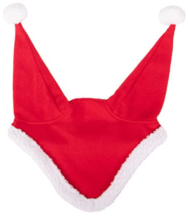 ARBO-INOX Ohrenhaube Weihnachtsmütze mit Bommel rot/weiße Fliegenohren (Full Warmblut)