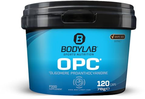 Bodylab24 OPC Traubenkern-Extrakt 120 Kapseln, mit 350mg OPC je Tagesdosierung von einer Kapsel, gewonnen aus wertvollem Traubenkern-Extrakt, in praktischer Kapselform