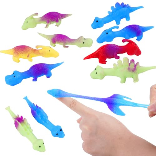 Ainiv 10 Stück Dinosaurier-Fingerspielzeug, Dinosaurier Schleuder Spielzeug