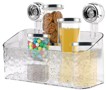 Monozoz Mensola Doccia con Ventosa, Ripiano Ventosa, Portaoggetti Bagno con Ventosa Impermeabile,Dispenser E Organizer per Doccia, Carrello da Bagno con, Durevole E Stabile