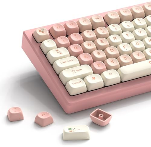 LQXQ PBT Keycaps 60 Percent, MOA 143 Keys Dye Sublimation, Custom Keycaps Set ASIN/ISO UK for 61/64/68/84/87/100/104/108 Cherry MX Mechanical Keyboard, Pink