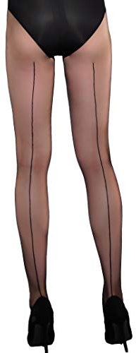 Aurellie Collant vintage retro cucitura posteriore 20 den, Nero , M