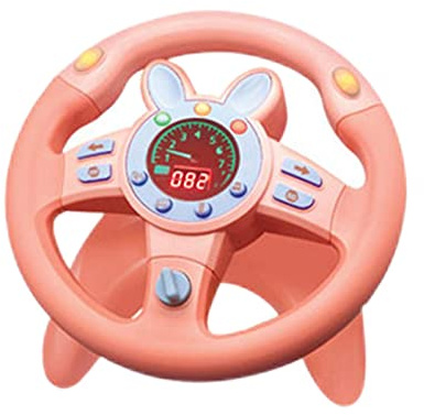 Luwecf Giocattoli con Volante Giocattolo per Guida di Auto Divertente Educazione Precoce con Musica Leggera, Rotondo Rosa