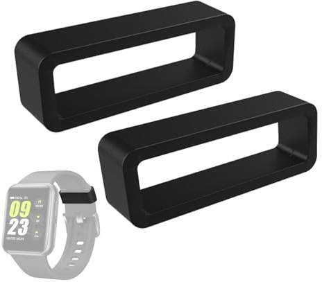 Klockremhållare – 2 x klockarmband med ögla | klockarmband delar | reserv klockarmband | klockarmband hållare | klockarmband | armbandshållare | svarta silikonöglor ersättning | klockarmband hållare