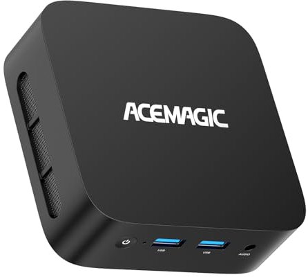 ACEMAGIC V1 Mini PC Intel Alder Lake-Ν95(4C/4T, bis zu 3,4 GHz), 8GB DDR4 256GB M.2 SSD Micro Computer Desktop PC, Gigabit Ethernet/WiFi 5/BT4.2/4K@60Hz Mini Computer Büro/Schule
