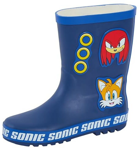 Sonic The Hedgehog Botas de agua de goma para niños, botas de agua para lluvia y nieve, multicolor, 10 UK Child