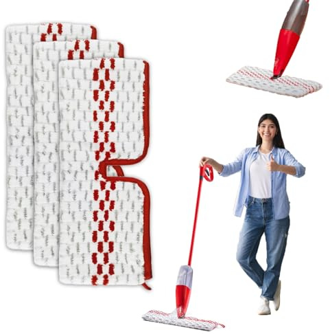 3 Stück Vileda Sprühwischer Ersatzbezug Set für 1-2 Spraymax, Wiederverwendbar für Wischmopp mit Sprühfunktion, Waschbarer Wischbezug Mop Microfaser Reinigung Pads für alle Bodenarten Geeignet
