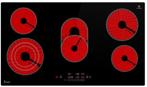 KKT KOLBE Plaque de cuisson en céramique 90 cm | Autonome | 8,7 kW | 5 zones | 9 niveaux de puissance | Zone de cuisson | Triple zone | Sans bord | Minuterie | Indicateur de chaleur résiduelle |