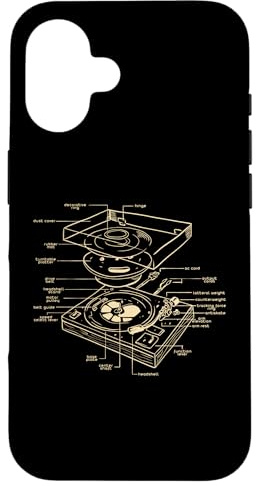 Carcasa para iPhone 16 Tocadiscos DJ Esquema Fiesta Diseño Baile Disco Techno Música