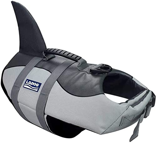 Gilet de Flottaison pour Chiens - Gilet de Sauvetage Réglable avec Poignée-Pet Life Jacket (Gris, M)