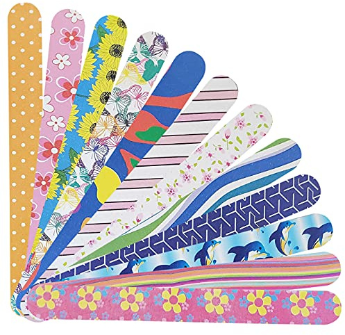 P2P Nails Colorful Nail File Strips - Double Sided Filers for Shaping and Smoothing Toenails and Fingernails - Manicure and Pedicure Nail Buffers - 12 Pack