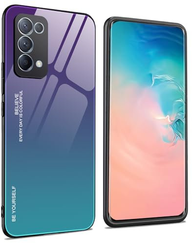 WEIOU para OPPO Find X3 Lite Funda con Respaldo de Vidrio Carcasa Diseño Degradado, Borde de Silicona TPU Bumper Resistente a los Golpes Case Protectora Cover - 3