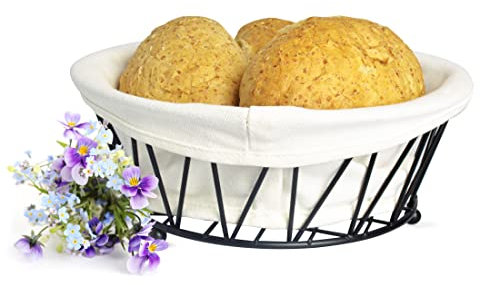 Sendez Cesta para pan de metal con bolsa de tela