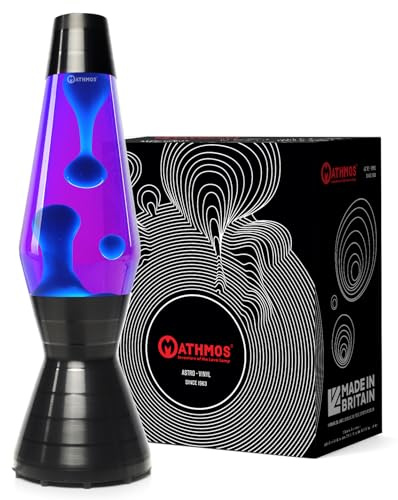 MATHMOS Astro Lava Lamp in Vinyl | A Unique Finish, Inspired by Vinyl Records | Made in Britain | Violet & Turquoise | Hand Spun and Etched by UK Craftsman | Made to the Highest Safety Standards