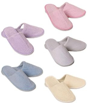 FIYSON Hotelslipper 5 Paar Bunt Hausschuhe Set Einweg, Universalgröße Hochwertig Waschbar Antirutsch Korallenvlies Hotel Badeslipper Für Party Gast Pantoffel, 11,6in