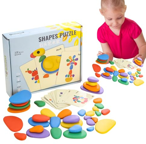 Pacienjo apilando Piedras - Juego de Juguetes para clasificar y apilar Piedras,Juguete apilable de Habilidades de Desarrollo de la Primera Infancia para niños, niñas y niños de 3 años