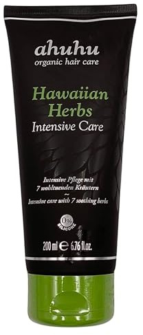 ahuhu HAWAIIAN HERBS Intensive Care Haarkur (200ml) - Feuchtigkeitspflege für Haare mit 7-Kräuter-Komplex & Bio-Aloe Vera, Haarmaske für sehr trockenes Haar, Entspannt die Kopfhaut, Ohne Silikone