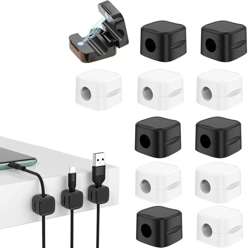 FENGCHUANG 12 stycken kabelhantering, stark vidhäftning kabelhållare skrivbord, justerbar kabelarrangör, hållbara skrivbordstillbehör, för strömkabel, USB-laddningskabel, HDMI-kabel osv