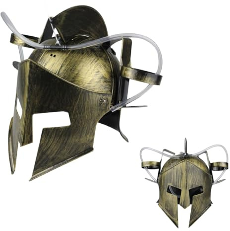 Sparta Beer Helmet Beer hat Drink hat Fun beer drinking helmet with Hose & Drinks Holder-Roman Soldiers Disguise for Party | Hands-free Drinking Fun | Ideal for Beer Lovers | Unique Design (Gold)