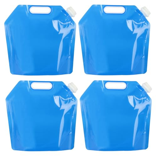 HuangXinyu 4 Pcs Bidon Eau 5 L, Jerrican Eau 5L, Bidon à Eau Pliable avec Couvercle, Sac d'eau Pliable, Bidon d'eau Flexible, Poche d'eau Portable, Conteneur d'eau, Reservoir Eau pour Camping Voyage