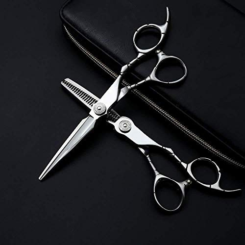 JKJZSALJ Forbici per Capelli da 6 Pollici, per Sfoltire E Modellare, in Acciaio Inox, per Parrucchiere, Antiscivolo, con Lame A Denti Piatti Regolari, Argento, 6 Pollici