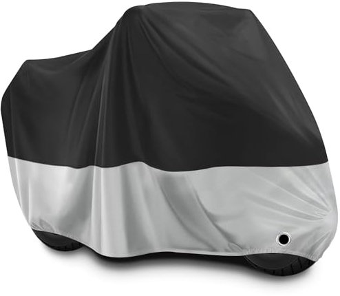 Housse Moto Exterieur, Bache Moto Etanche Hiver Eté, Housse Protection XXL avec Trou de Serrure, Protection de Poussière Neige Pluie Vent UV Scooter Vélo 245x105x125cm