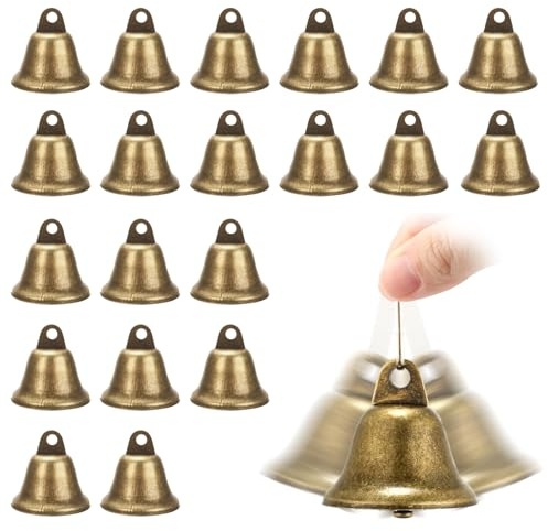 Glöckchen zum Basteln, 20 Stück Bronze Vintage Kleine Glöckchen zum Basteln mit Karabinerhaken Weihnachts Glocken für Christbaumschmuck Hochzeiten Windspiele DIY Festliche Dekoration Hundetraining